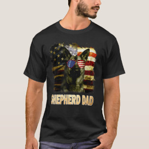 Camiseta O Melhor Pai De German shepherd De Bandeira Americ