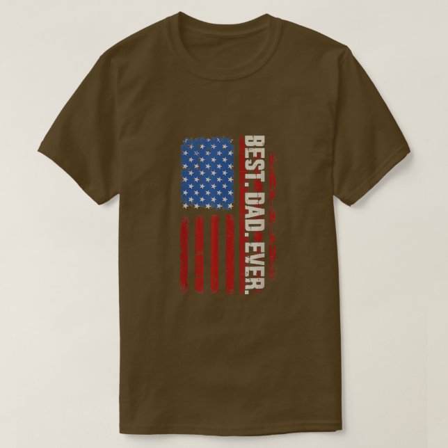 Camiseta O Melhor Pai De Sempre Com A Bandeira Americana Vi (Frente do Design)