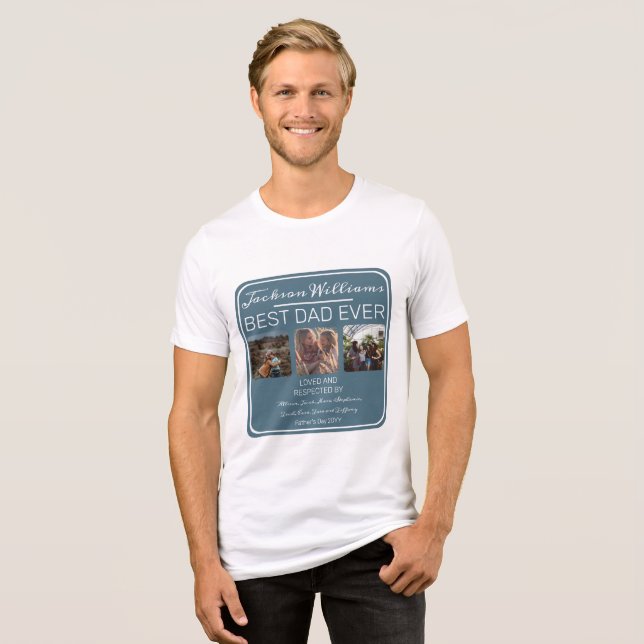 Camiseta O Melhor Pai De Três Fotografias (Frente Completa)