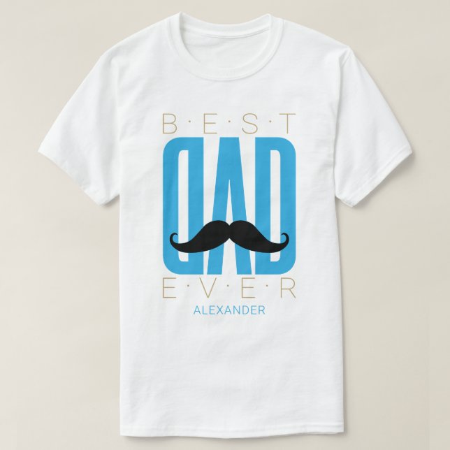 Camiseta O melhor Pai do mundo do bigode azul preto - Doura (Frente do Design)