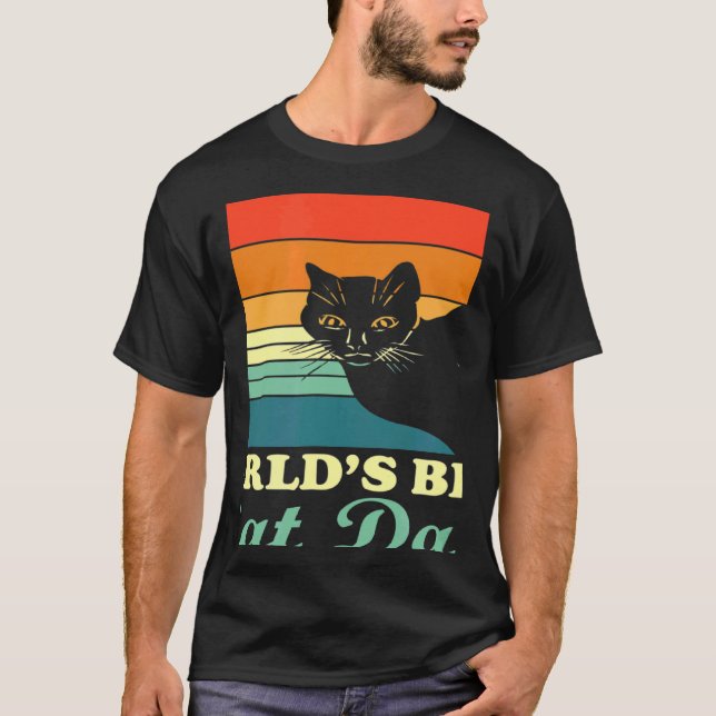 Camiseta O melhor Pai do mundo para o Pai de gatos estilo r (Frente)