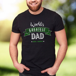 Camiseta O Melhor Pai do Mundo Tipografia Distorcida Verde 