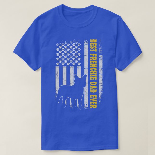 Camiseta O melhor Pai francês Ever USA Flag Buldogue French (Frente do Design)