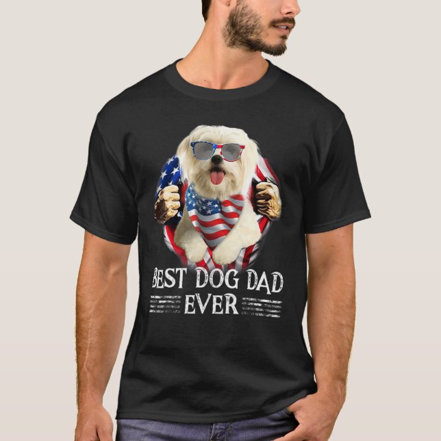 Camiseta O Melhor Pai Maltês De Bandeira Americana Em 4 De  (Frente)