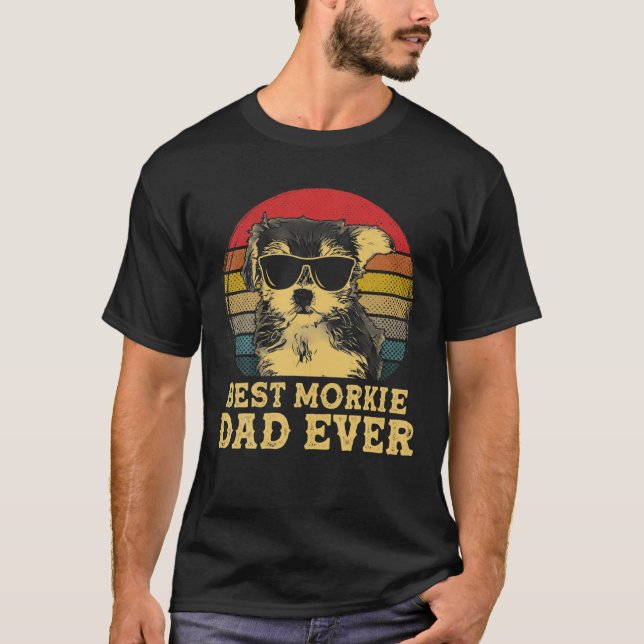 Camiseta O Melhor Pai Morkie Alguma Vez Com Pistas De Cacho (Frente)