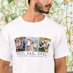 Camiseta O MELHOR PAI NUNCA 3 Fotos Personalizadas
