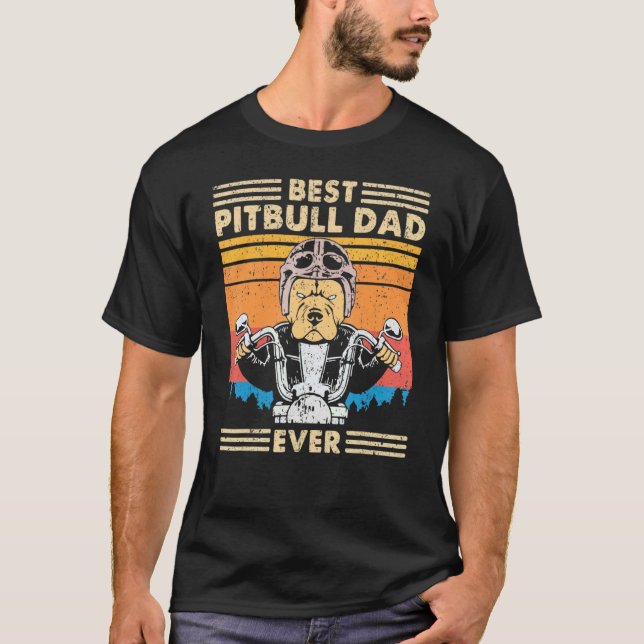 Camiseta O Melhor Pai Pitbull De Retro Que Conduz O Cão De  (Frente)