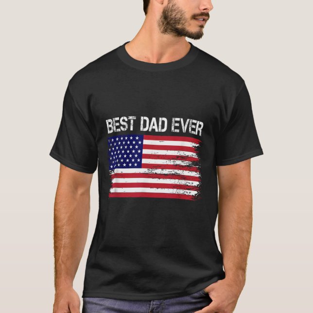 Camiseta O Melhor Pai Que Já Tivemos Com A Bandeira America (Frente)