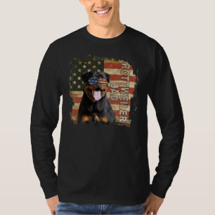 Camiseta O melhor Pai Rottweiler da Mens na bandeira americ