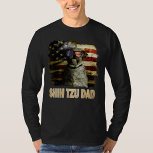 Camiseta O Melhor Pai Shih Tzu De Bandeira Americana 4 De J
