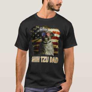 Camiseta O Melhor Pai Shih Tzu De Bandeira Americana 4 De J
