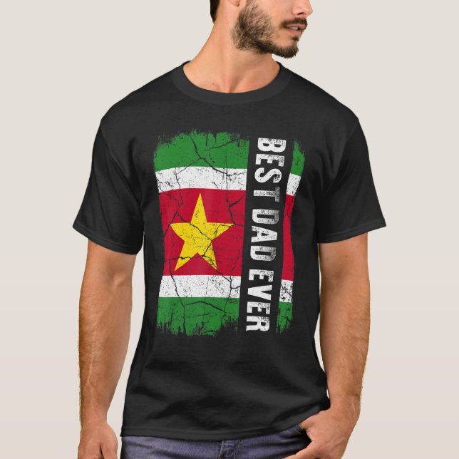 Camiseta O melhor Pai surinamês alguma vez sinalizador do S (Frente)
