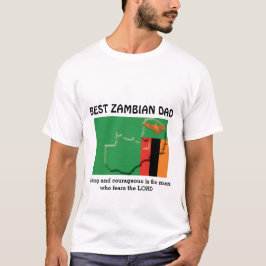 Camiseta O MELHOR PAI ZAMBIANO, Forte, Corajoso Personaliza