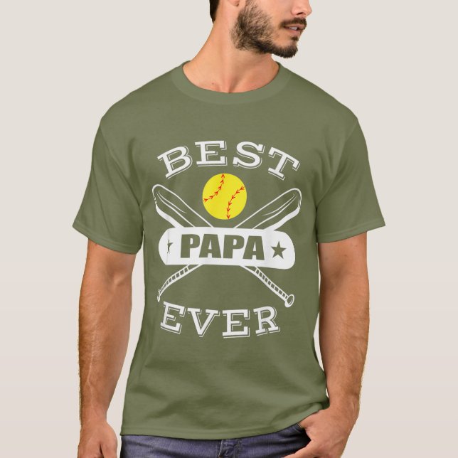 Camiseta O melhor papá do mundo para o softball avô (Frente)