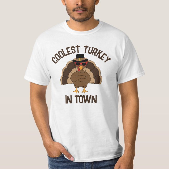 Camiseta O melhor peru da cidade. Ação de Graças e diversão (Frente)