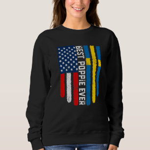Camiseta O Melhor Poppie de Bandeira da Suecia Americana