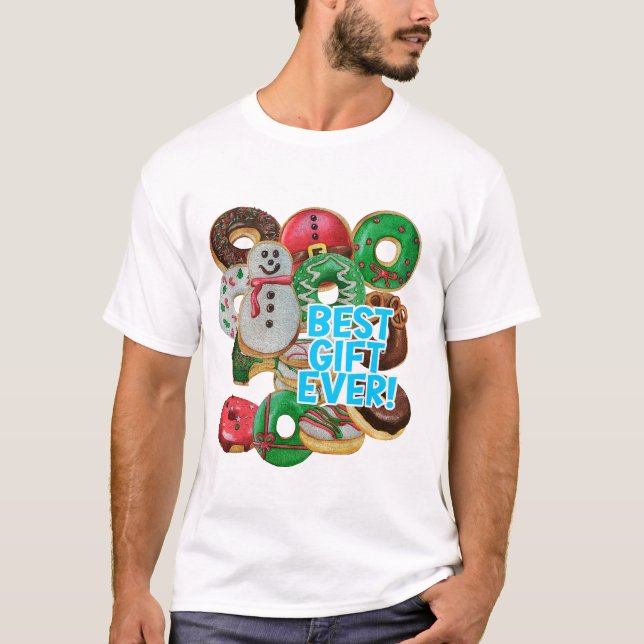 Camiseta O melhor presente de sempre! Xmas Doughnut (Frente)