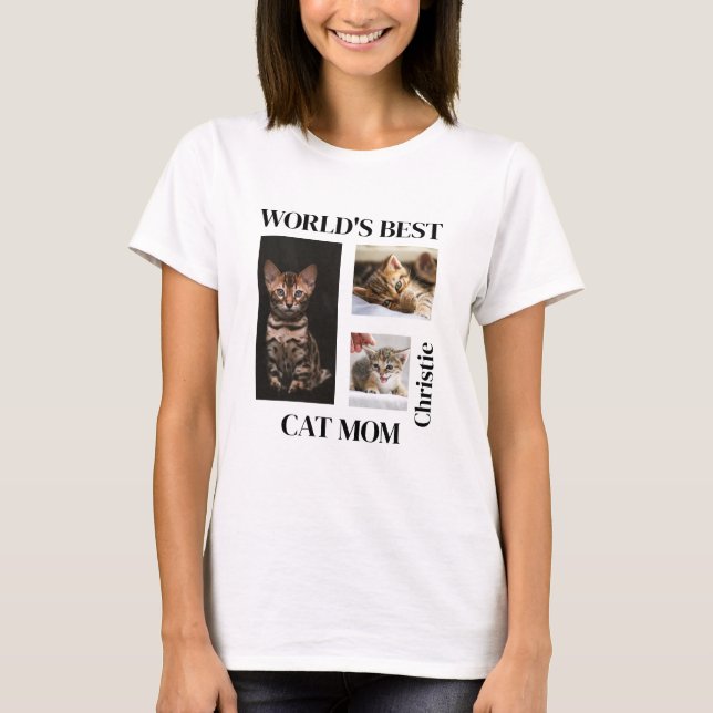 Camiseta O melhor presente personalizado da mãe de gato do  (Frente)