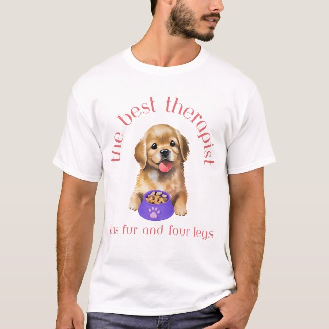 Camiseta O melhor terapeuta tem peles e quatro pernas (Frente)