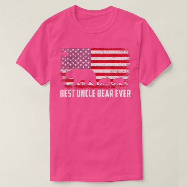 Camiseta O melhor tio Bear de sempre dos EUA Bandeira Ameri (Frente do Design)