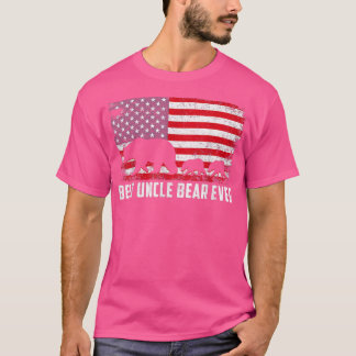 Camiseta O melhor tio Bear de sempre dos EUA Bandeira Ameri