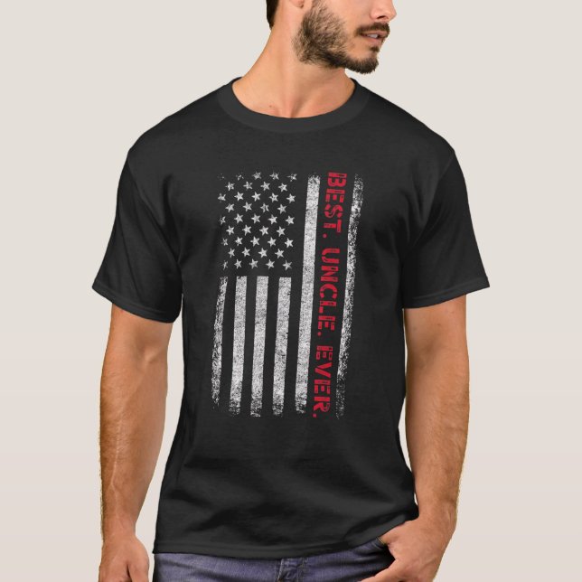 Camiseta O melhor tio de sempre do pai com a bandeira ameri (Frente)