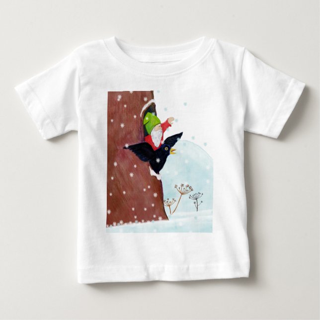 Camiseta O melro e o gnomo da floresta acenam  (Frente)