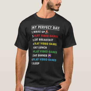 Camiseta O Meu Acordar Perfeito Para Tocar Videos games Com