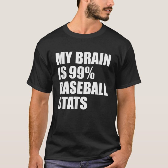 Camiseta O Meu Cérebro É 99 Estat Baseball Stats Treinador  (Frente)
