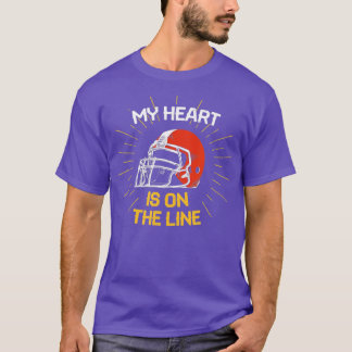 Camiseta O Meu Coração Está Em Linha - O Futebol Americano 