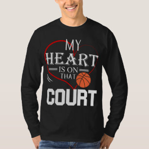 Camiseta O meu coração está no Tribunal de Basquete, o Pai 
