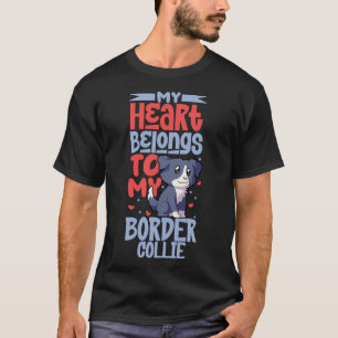 Camiseta O meu coração pertence ao meu collie da fronteira