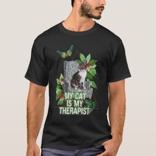 Camiseta O Meu Gato É O Meu Gato Terapista Na Cadeira Menta