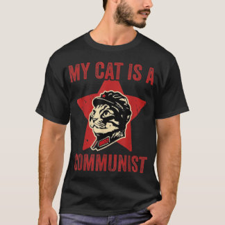 Camiseta O Meu Gato É Um Gato Comunista Vintage Engraçado,