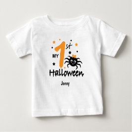 Camiseta O meu Halloween de 1rua. Aranha, Estrelas, Nome Ed