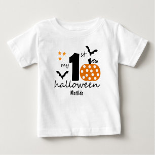 Camiseta O meu Halloween de 1rua. Pumpkin & Bats. Nome edit