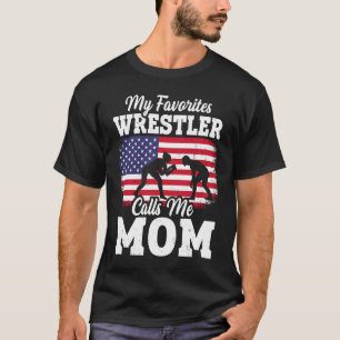 Camiseta O meu lutador favorito chama-me Mãe Bandeira dos E
