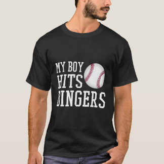 Camiseta O Meu Menino Bate Nos Dingers Orgulhosos De Baseba