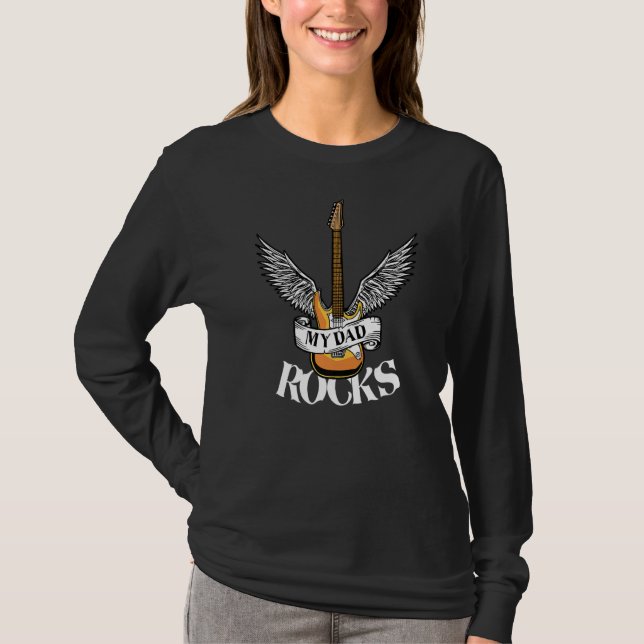 Camiseta O Meu Pai Rocha E Rocha - Violão Eletrônico (Frente)