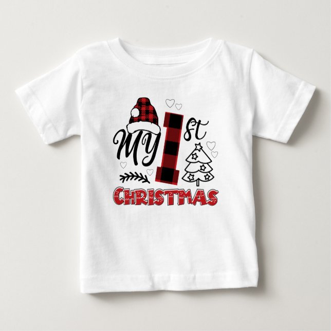 Camiseta O meu primeiro bebê de Natal, 1rua de Natal (Frente)