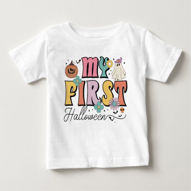 Camiseta O Meu Primeiro Halloween, Ghost Groovy (Frente)