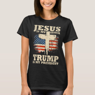 Camiseta O Meu Salvador Trump É O Meu Presidente Trump Apoi