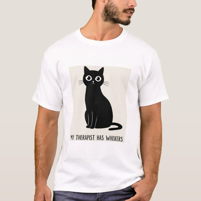 Camiseta O Meu Terapista Tem Gatos Engraçados. (Frente)
