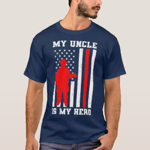 Camiseta O meu tio é o meu Hero Firefighter Thin Red Line