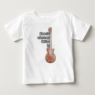 Camiseta O meu violão é onde está. violão castanho vintage