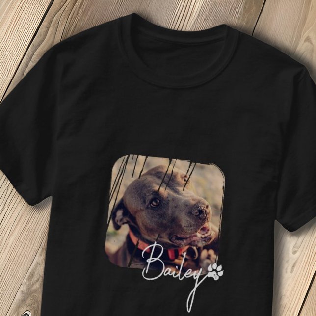 Camiseta O moderno e simples nome Legal e foto do Pet (Criador carregado)