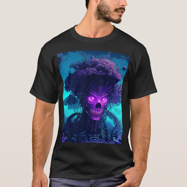 Camiseta O Monstro da Cyber-Árvore no Escuro (Frente)