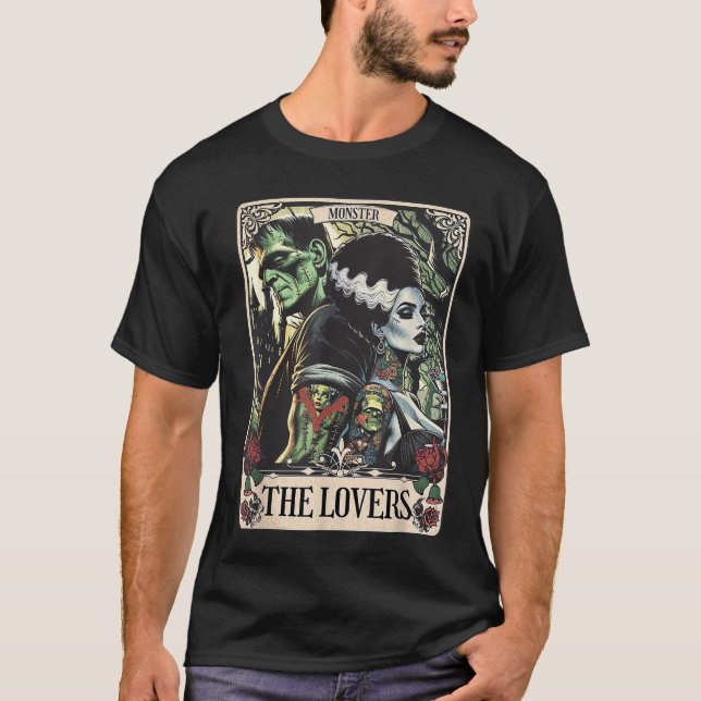 Camiseta O Monstro Frankenstein E A Noiva Os Amantes Taro (Frente)