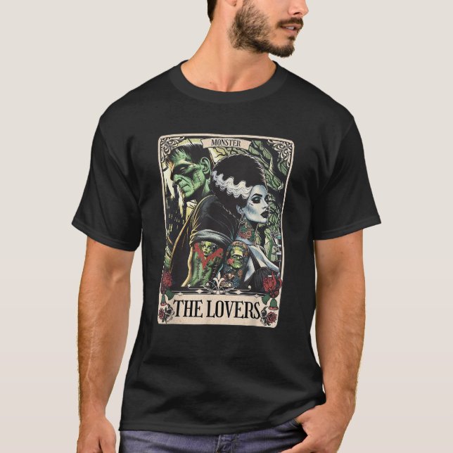 Camiseta O Monstro Frankenstein E A Noiva Os Amantes Taro (Frente)