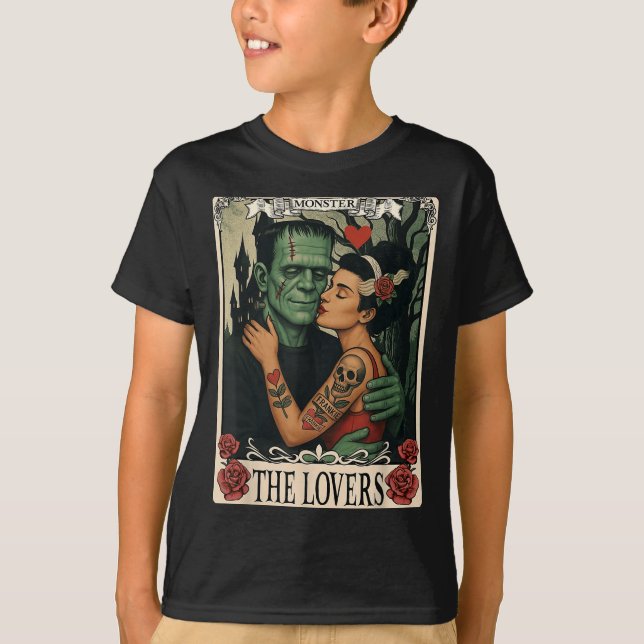 Camiseta O Monstro Frankenstein E A Noiva Os Amantes Taro (Frente)